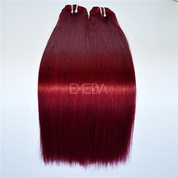 Burgundy color Peruvian remy hair LJ174